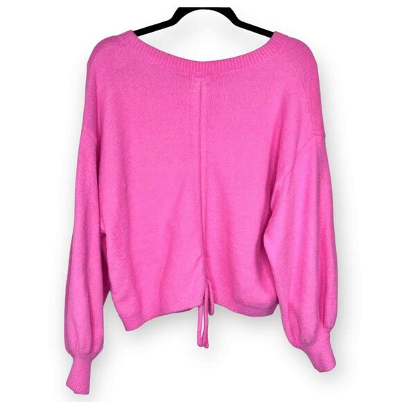 Le Lis Sweater NWT Pink Fuzzy Puff Sleeve Cinched Back Size Small - Picture 5 of 9